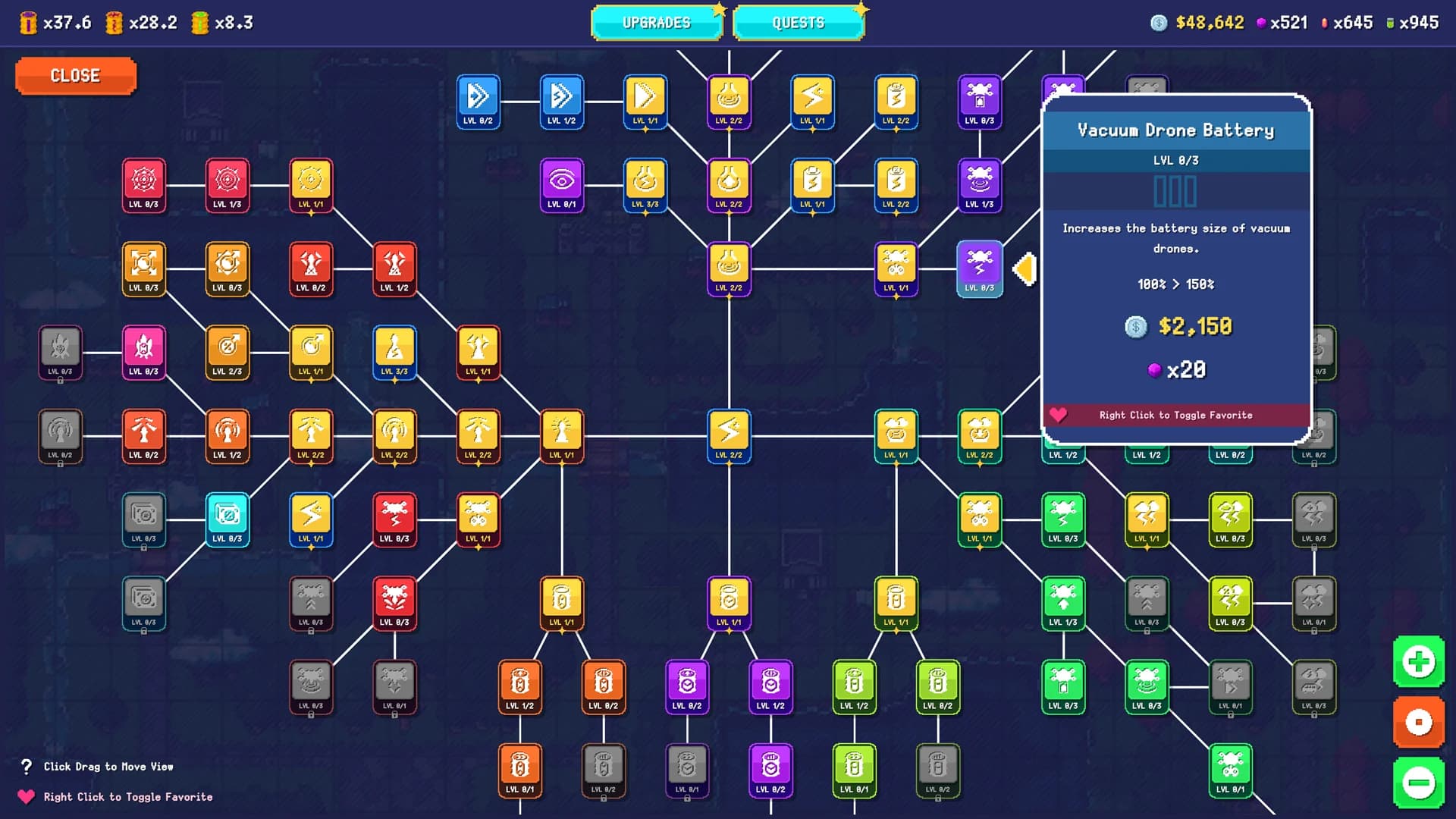 The official Sludgineers upgrade tree with connected colored branches.